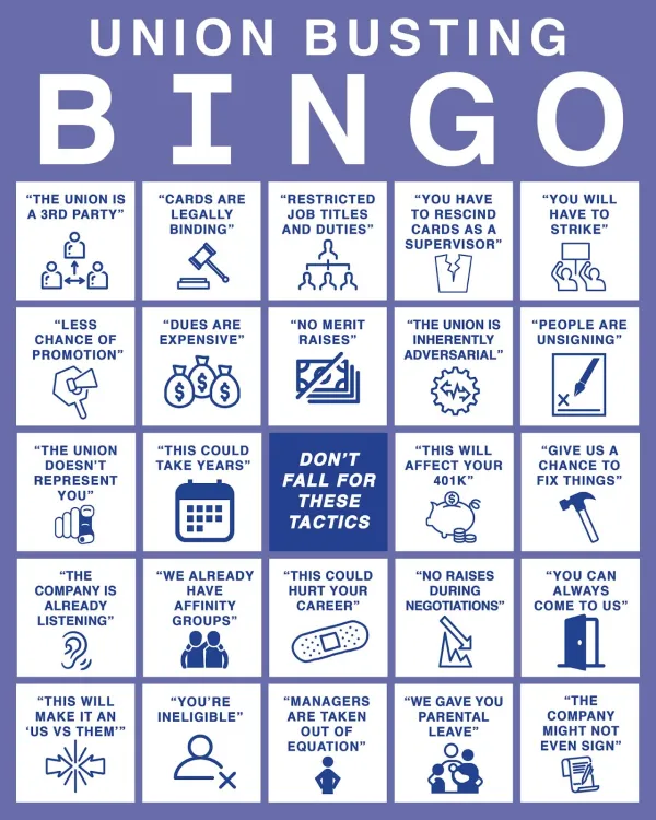 Union Busting Bingo